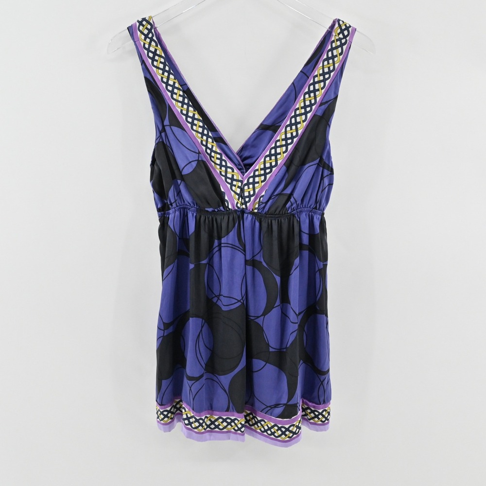 Vtg Y2k Alice & Trixie Silk Babydoll Top Womens‎ Size M Purple Black Festival